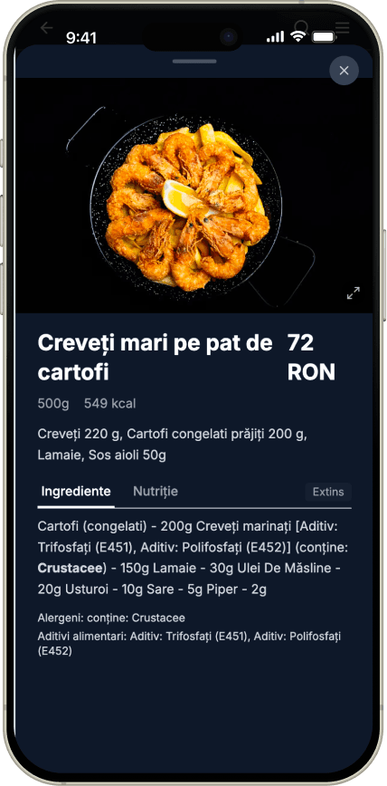 Detalii ingrediente rețetă