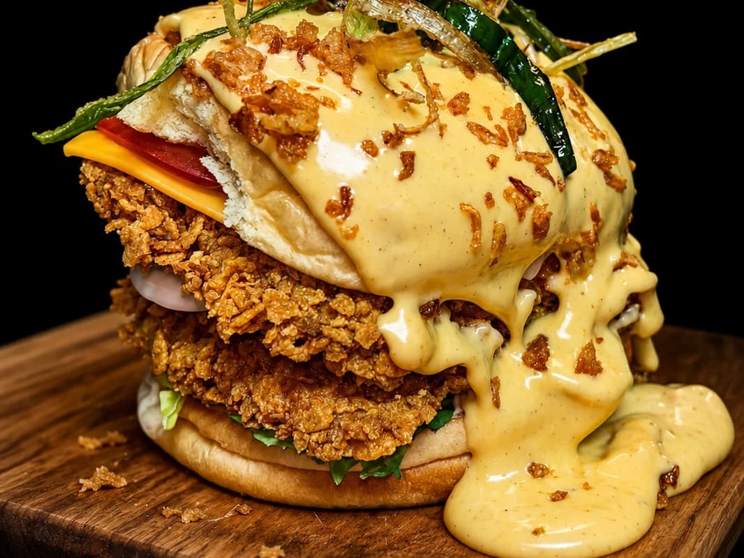 BURGER Krispy KING cu cartofi prăjiți